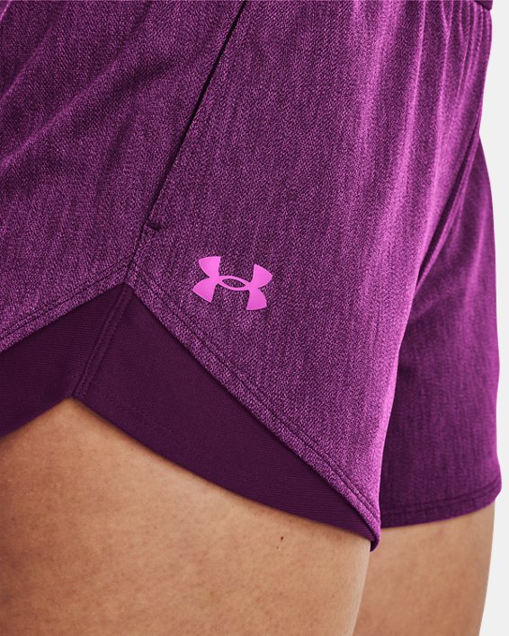 Women's UA Play Up Shorts 3.0 Twist, Purple, pdpMainDesktop image number 3